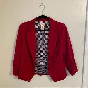 Kenar Red Blazer - 2 button, 3/4 length sleeve